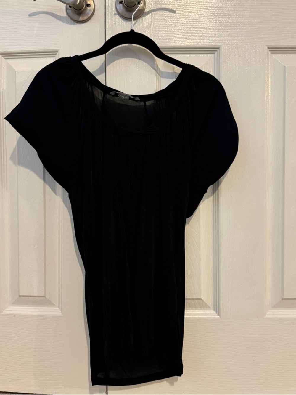 Armani Exchange Black Short-Sleeve Scoop Neck Blouse